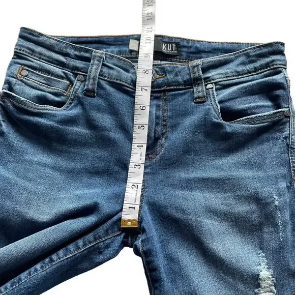 Women's KUT From The Kloth Mia Toothpick Skinny Distressed Denim Ripped‎ Jean 6 - Picture 12 of 13